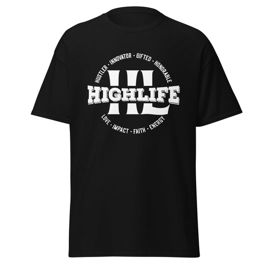 Highlife Signature T-Shirt Front View - Embrace Ambition black