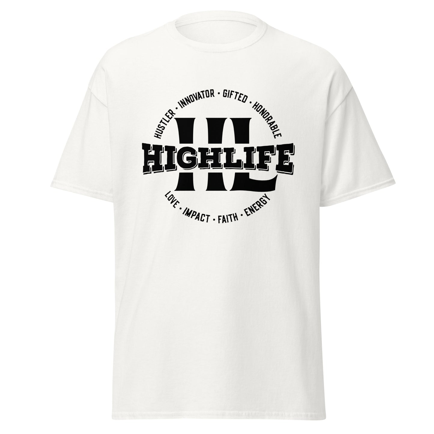 Highlife Signature T-Shirt Front View - Embrace Ambition White