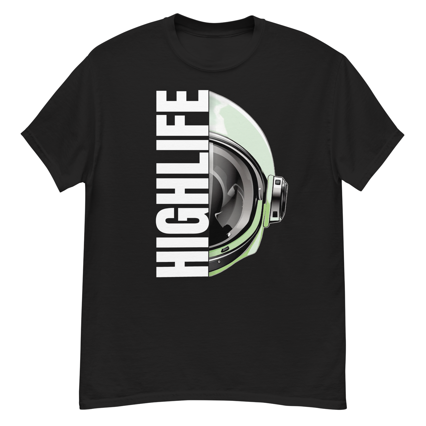 Limited Edition Highlife Astronaut T-Shirt front view with cosmic design black