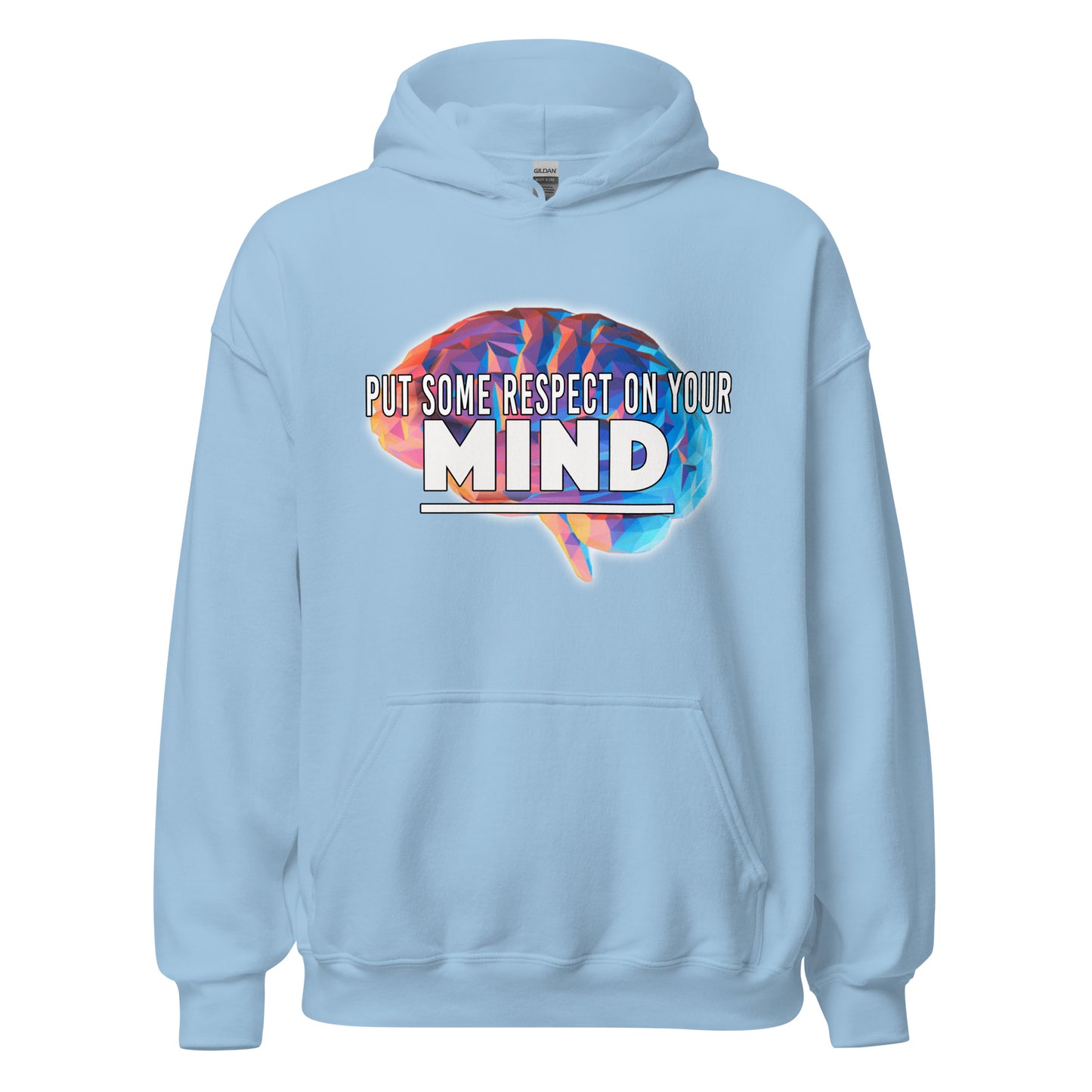 Respect Your Mind Hoodie Front View Featuring Bold Statement blue