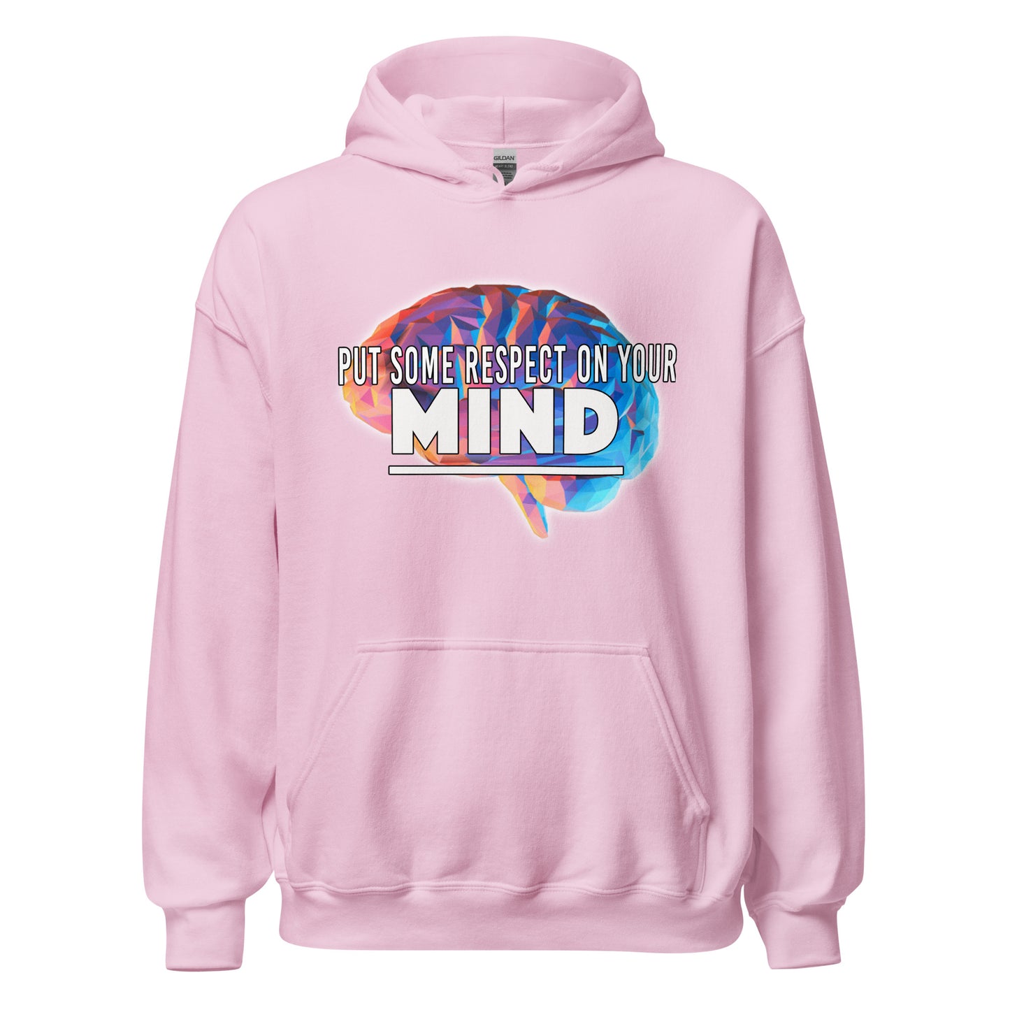 Respect Your Mind Hoodie Front View Featuring Bold Statement pink