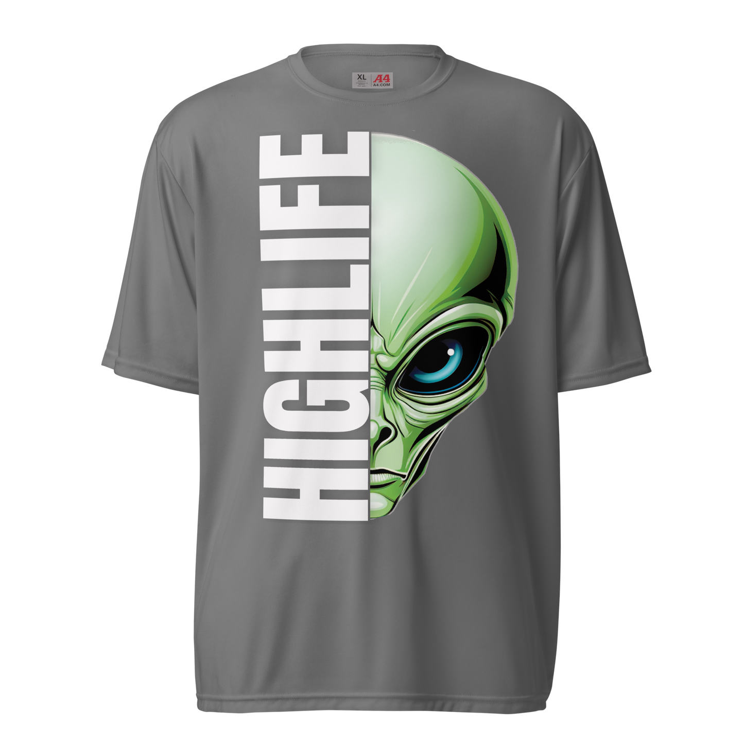 Highlife Alien Limited Edition T-Shirt Front View with Unique Design charcoal